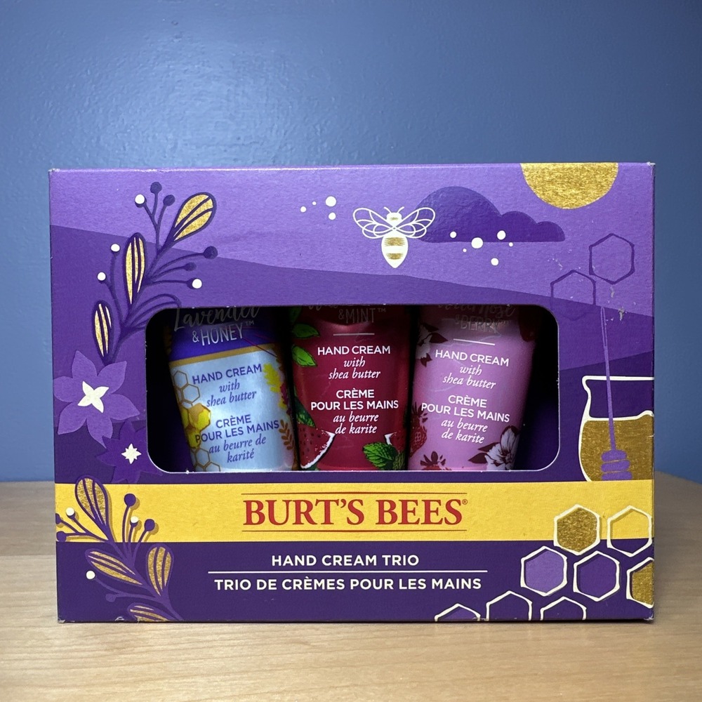 Burt's Bees Hand Cream Trio Gift Box Set Lavender, Rose Berry, Watermelon Mint